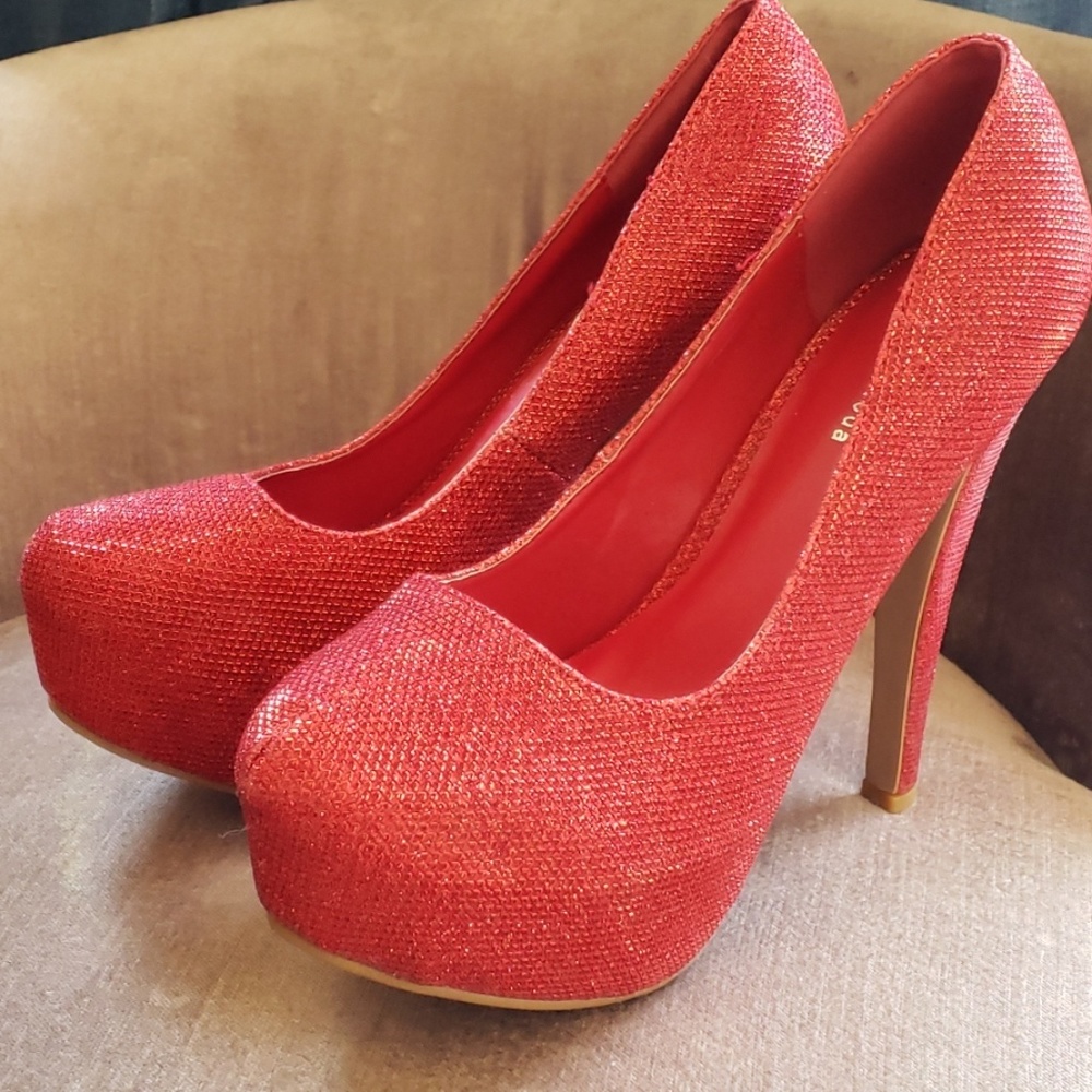 Ruby Red Platform Heels - image 1